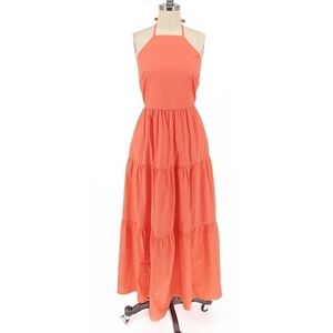Gap Halter Maxi Dress Orange Red/Orange 4 cottagecore preppy peasant hipster